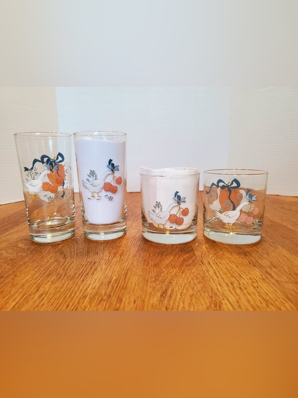Rare Marmalade Goose Glasses Set 4 Highball Whiskey Tumblers Country Cottage